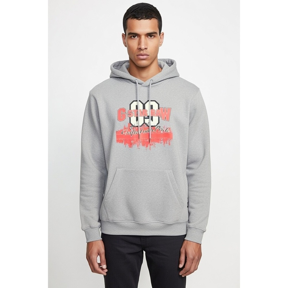 G Star Raw  Men's Skyline Hoodie Pullover Sweatshirt  Heathered Grey S Fleeced